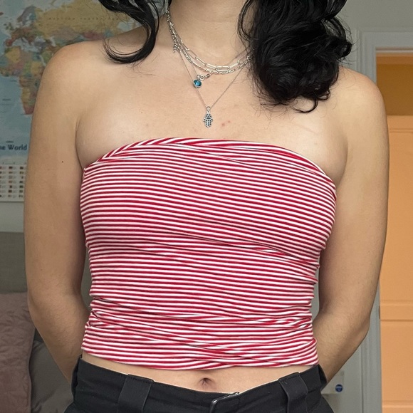 Red & White Brandy Melville Tube Top - Picture 3 of 7